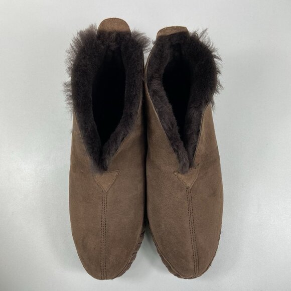 NEW LL Bean Wicked Good Slippers Mens Size 11 M Brown Suede Shearling Booties - Picture 6 of 8